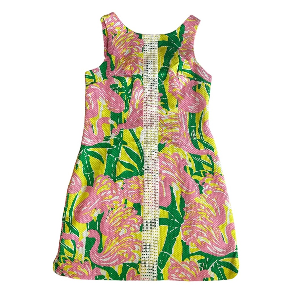 Lilly Pulitzer for Target Pink Green Yellow Floral Flamingo Shift Dress